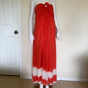 Young Fabulous & Broke Maxi Silk Cotton Orange Ombré Dress Small